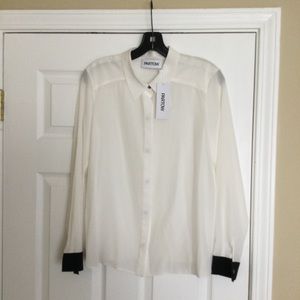 Partow Contrast Trim Silk Blouse